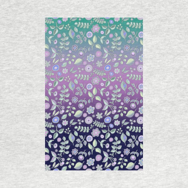 Ombre Nature Doodle Pattern in Navy & Purple by micklyn